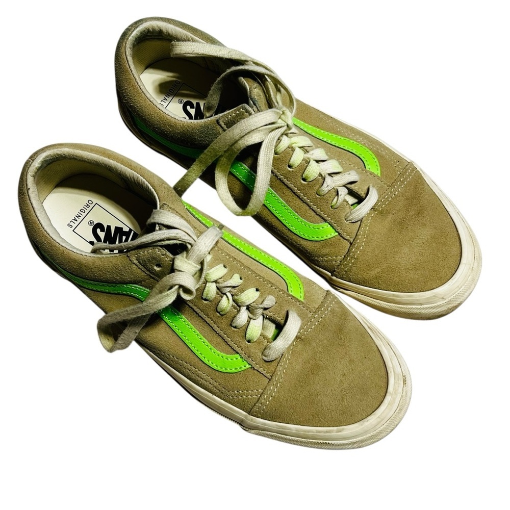 Vans Suede‎ Leather Men’s 8.5 Olive and Neon Green Sneakers